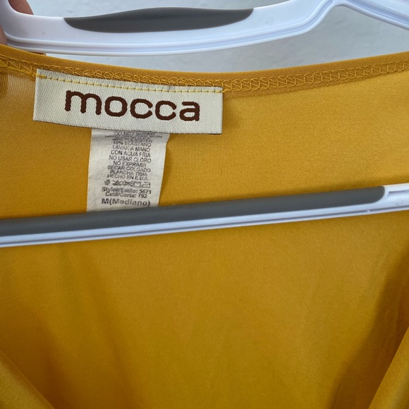 MOCCA Yellow V-Neck Ruched Flowy Midi Dress - Picture 4 of 5